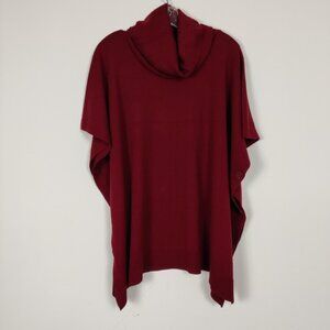 LC Waikiki Cowl Neck Knit Poncho in Red Fall Winter Cozy